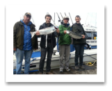 April 19, 2014: 12 & 10 lbs. Chinook Salmon - Constance Bank  - Jaimie, Anthony, Jim, & Ken from Florida, California, New Hazelton, and Calgary