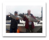 June 28, 2014 : 16 & 12 lbs. Chinook Salmon - Sheringham  Point - Nico and Cisca from Victoria BC with George from Calgary Alberta