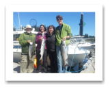 July 28, 2014 : 13, 11, 9 lbs. Chinook - Muir Creek - James, Matt, & Deb from Ottawa with Hilary from Victoria BC