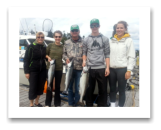 August 31, 2014 : 12 lbs. Chinook Salmon, Hatchery Coho, & Sockeye Salmon - Sheringham Point - Kyle, Tex, Kaylee, Carol, & Cassie from Shaunovan Saskatchewan