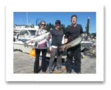 September 14, 2014 : 27 & 15 lbs. Chinook Salmon  - Muir Creek - Rob & Christine and Cousin Rob from Victoria and Halifax. 15 years in a row fishing with Blue Wolf Charters.