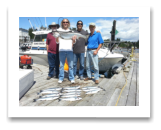 July 27, 2015 : 21 lbs. Chinook Salmon & Limit of Pink Salmon - Muir Creek - John from Hawaii, Paul & Jason from Los Angeles, with Dave from Victoria BC