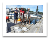 July 28, 2015 : 12, 10, 10 lbs. Chinook Salmon & Limit of Coho & Pink Salmon - Muir Creek - Crissy from Victoria with Phil & Rene from Vancouver BC