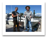 August 21, 2015 : 18 lbs. Chinook Salmon & Epic Battle with a California Sea Lion where the Sea Lion got everything but the fish head - Day 2 of 2 - Otter Point - William & Peter from Alberta